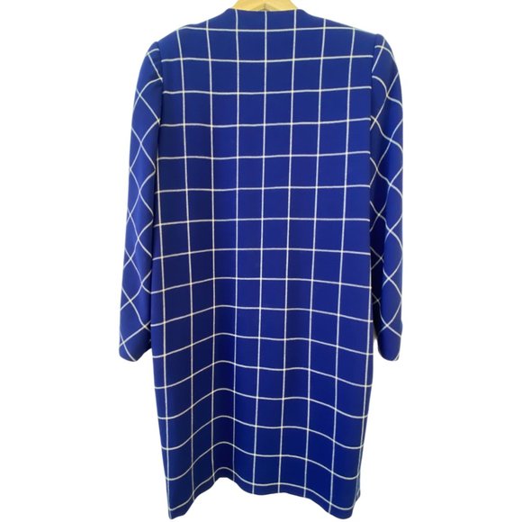 VINTAGE SAKS FIFTH AVENUE DAVID HAYES Wool Blue Plaid Wool Dress Scarf USA Sz 8 - Picture 5 of 8